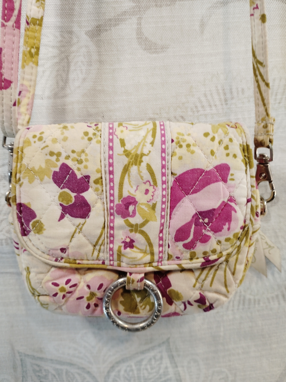 Vera Bradley Quilted Floral Mini Crossbody in Pink and Olive